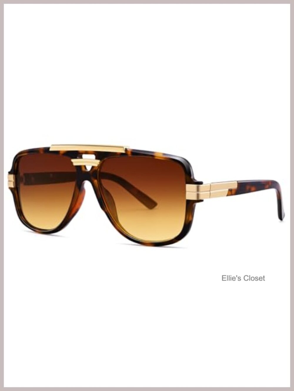 Retro Oversized Square Double Bridge Aviator Sunglasses UV400 Plastic Large